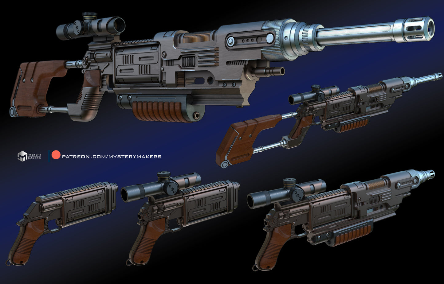 Cassian Andor K-16 Bryar Pistol Blaster Prop AND MW-20 Blaster Configuration
