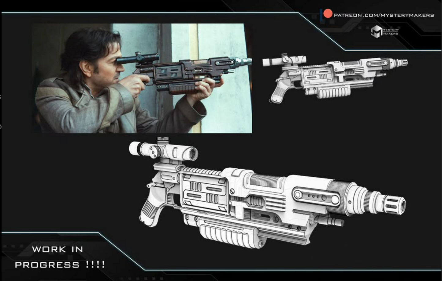 Cassian Andor K-16 Bryar Pistol Blaster Prop AND MW-20 Blaster Configuration