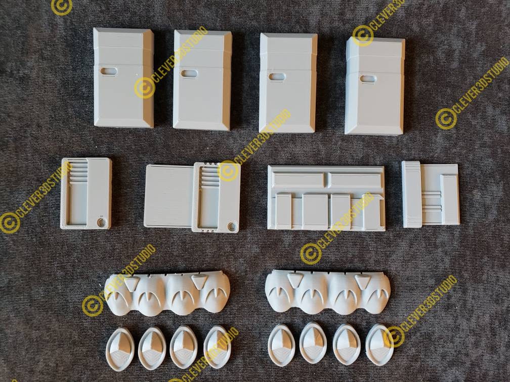 Cara Dune Belt Greebles, Boxes, Knuckle Covers, cylinders, detonators, accessories