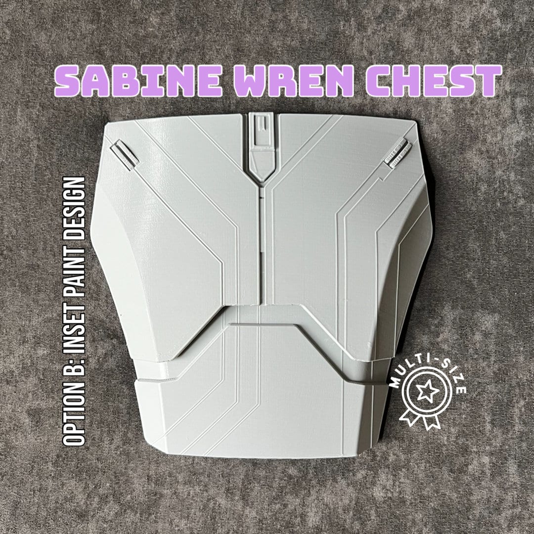 Sabine Wren, Ahsoka Season 1, Chest Armor and Ab Plate, Armor Piece, Option B, Inset Detail, Made in USA