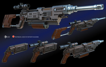 Cassian Andor K-16 Bryar Pistol Blaster Prop AND MW-20 Blaster Configuration