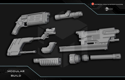Cassian Andor K-16 Bryar Pistol Blaster Prop AND MW-20 Blaster Configuration