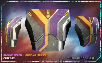 Sabine Wren, Ahsoka Season 1, Chest Armor and Ab Plate, Armor Piece, Option C, Raised Detail, Made in USA