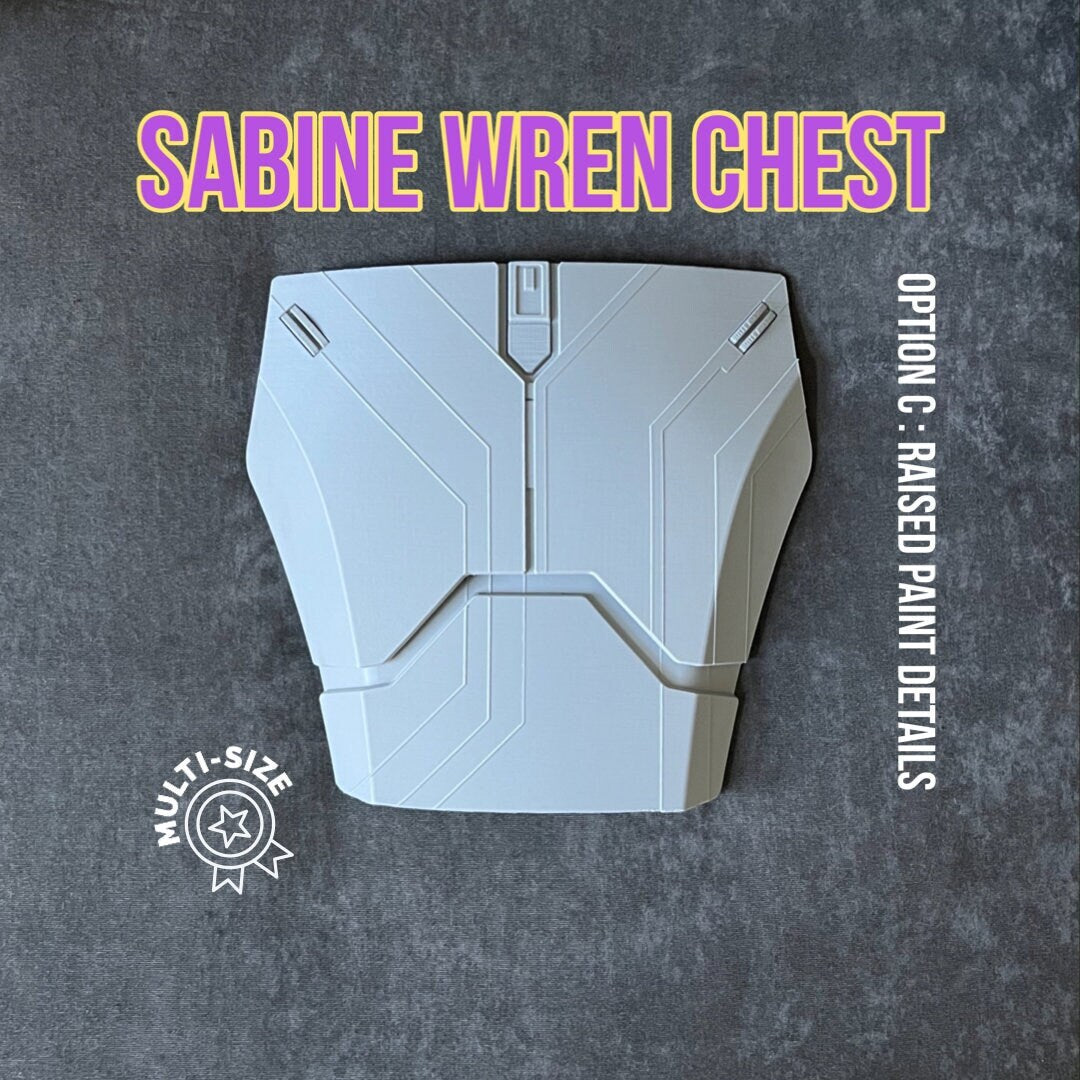 Sabine Wren, Ahsoka Season 1, Chest Armor and Ab Plate, Armor Piece, Option C, Raised Detail, Made in USA